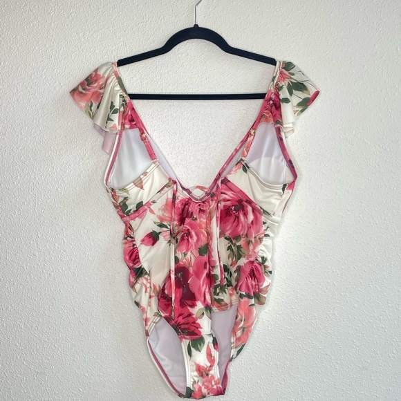 Floral V-Neck Maternity Swimsuit - Picture 2 of 3